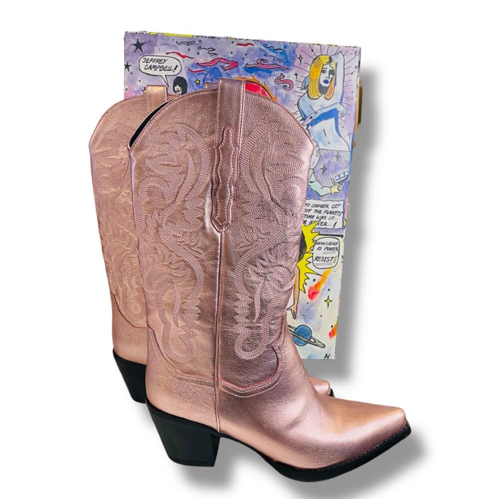 Size 10‎ Jeffrey Campbell Free People Womens Dagget Pink Champagne Western Boots